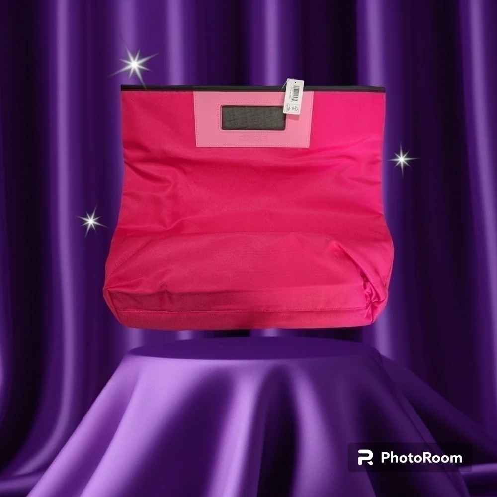 Clinique hot pink tote with accessories